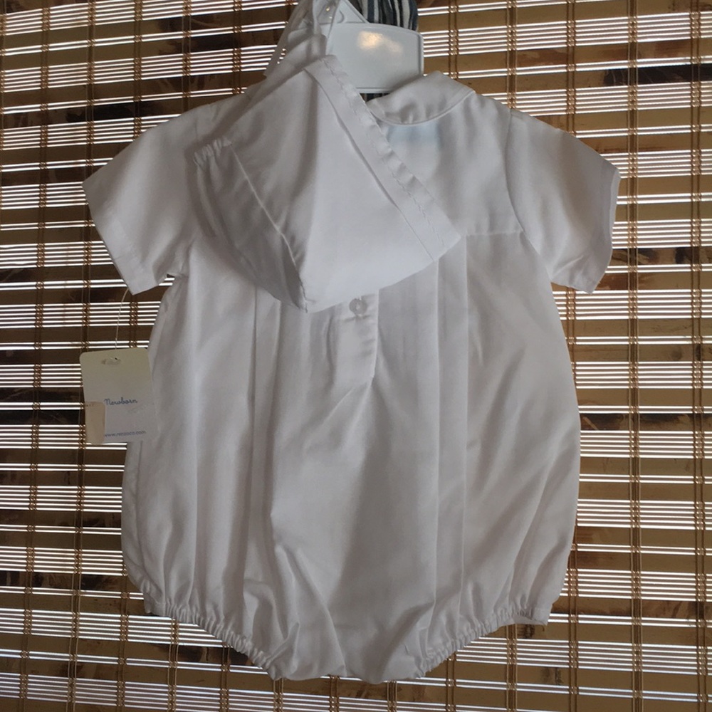 Boys Christening/Baptism Onesie w/Bonnet, Newborn - Picture 3 of 4